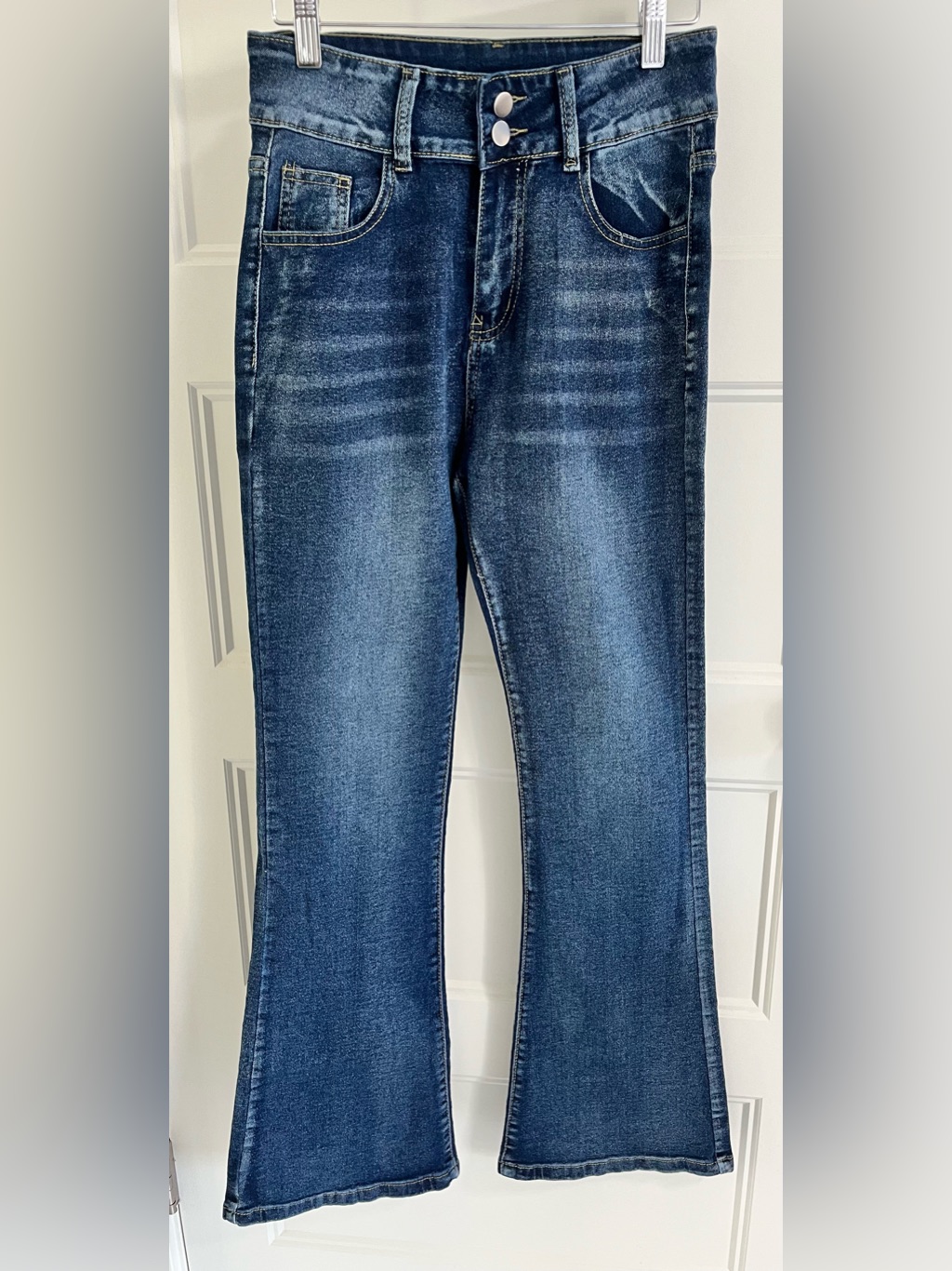 Dark Wash Stretch Denim Bootcut Jeans